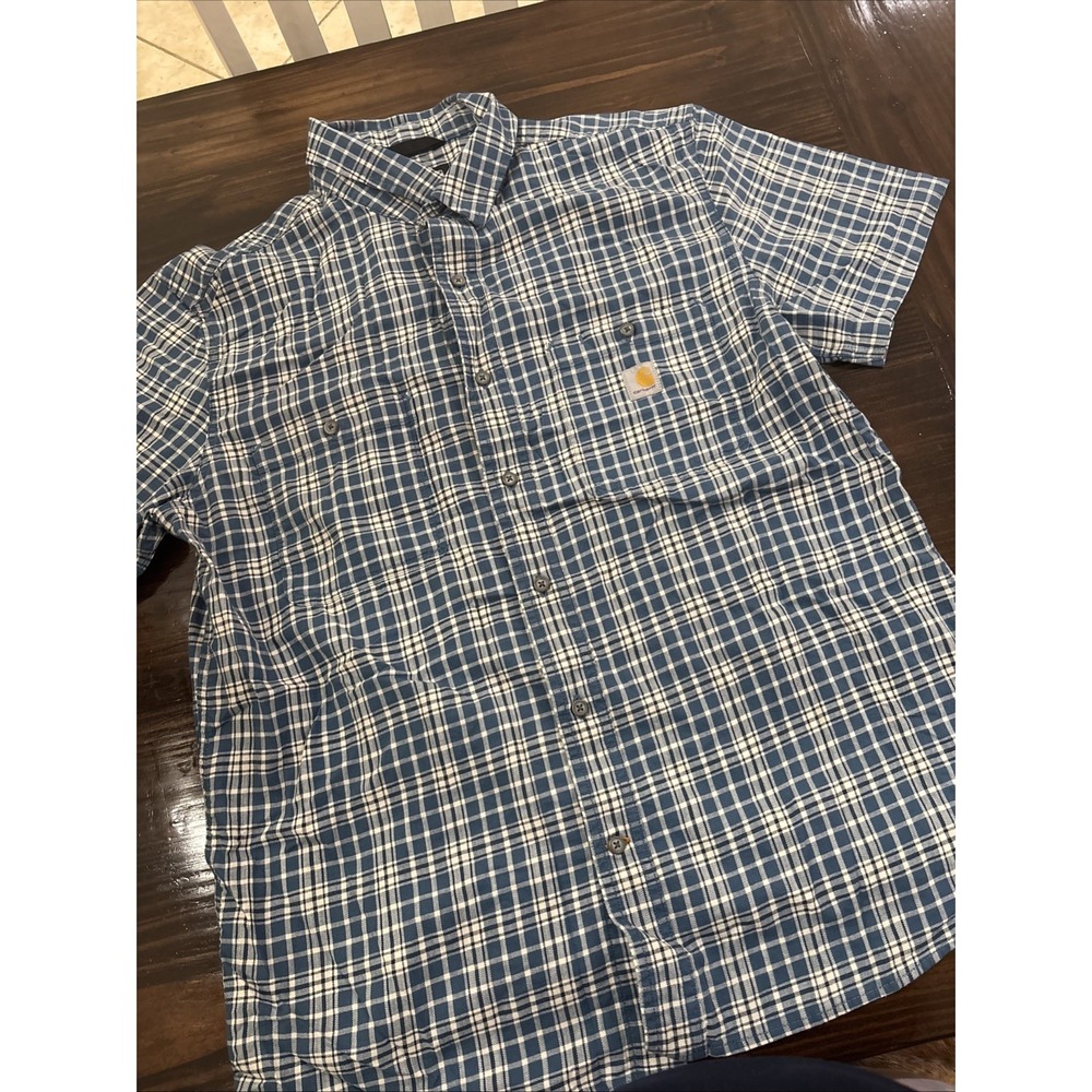 Carhartt Rugged Flex Relaxed Fit Large Plaid Button Down Shirt Work Outdoor